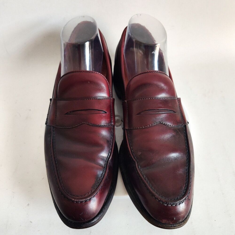 Allen Edmonds Barton Burgundy Leather Penny Loafers Mens 9 B Classic USA Made‎ - Picture 4 of 14